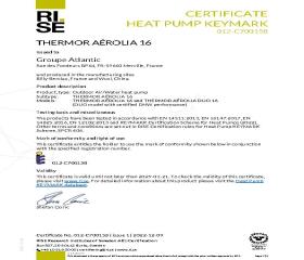 Certificat HPK Aérolia/Aérolia Duo 16