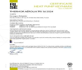Certificat HPK Aérolia/Aérolia Duo 16tri